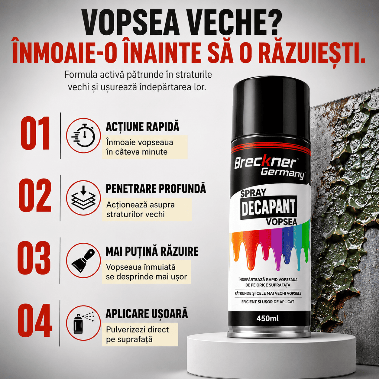 Spray Decapant pentru Îndepărtarea Rapidă a Vopselei – 450 ml