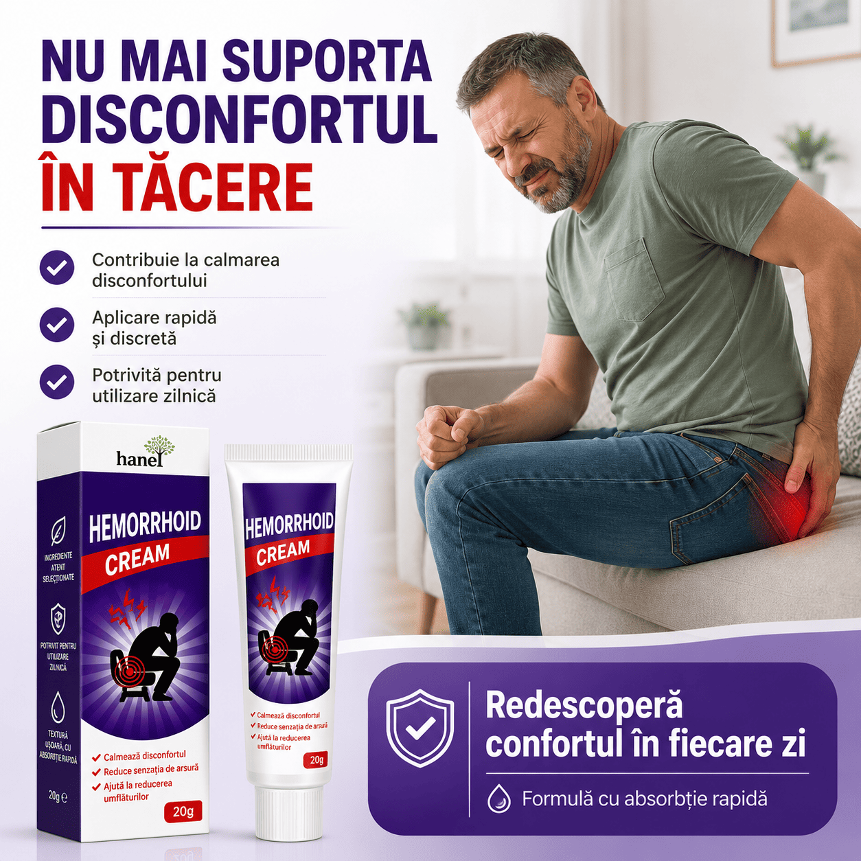 Cremă Calmantă pentru Hemoroizi cu Extracte Naturale