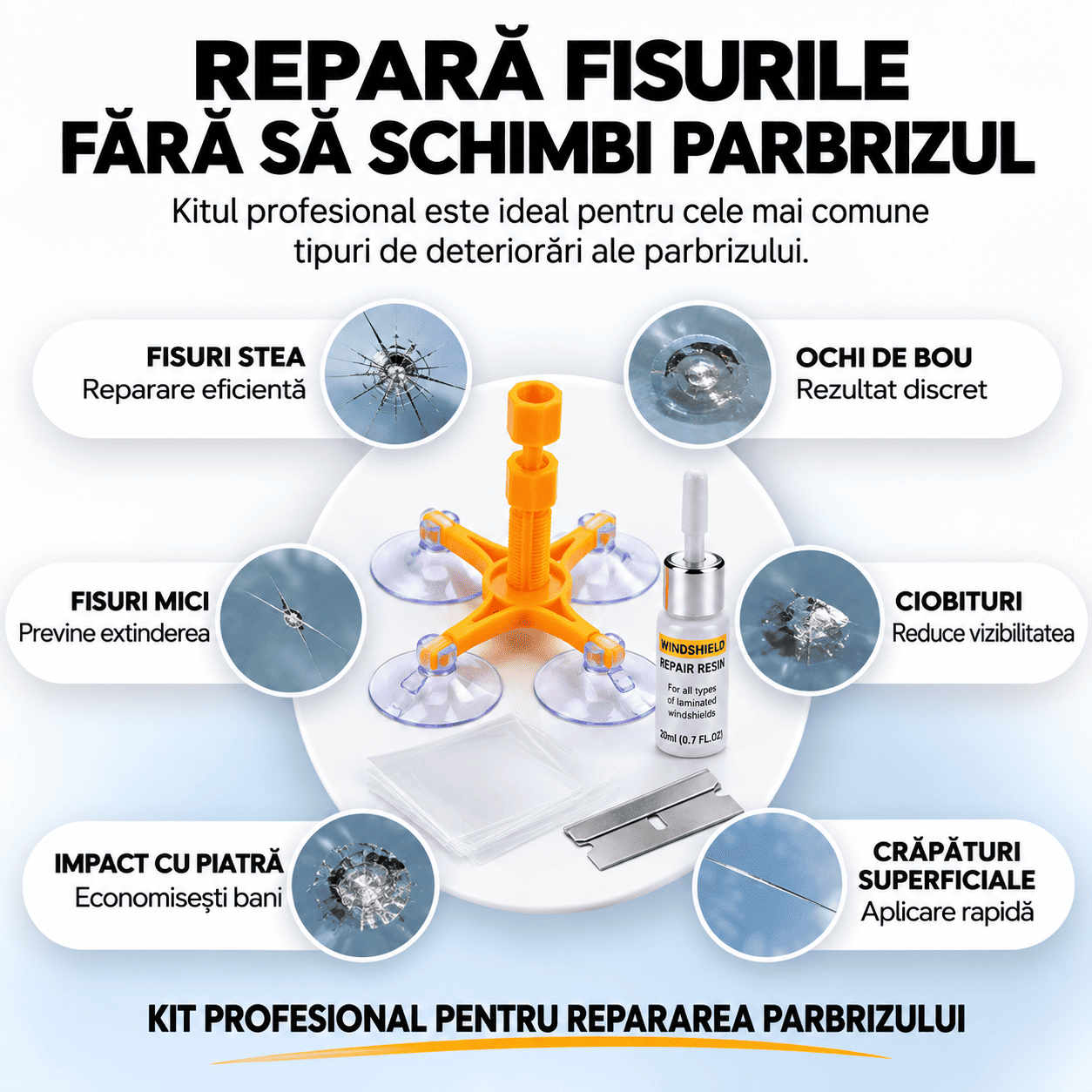 Kit Profesional pentru Repararea Parbrizului