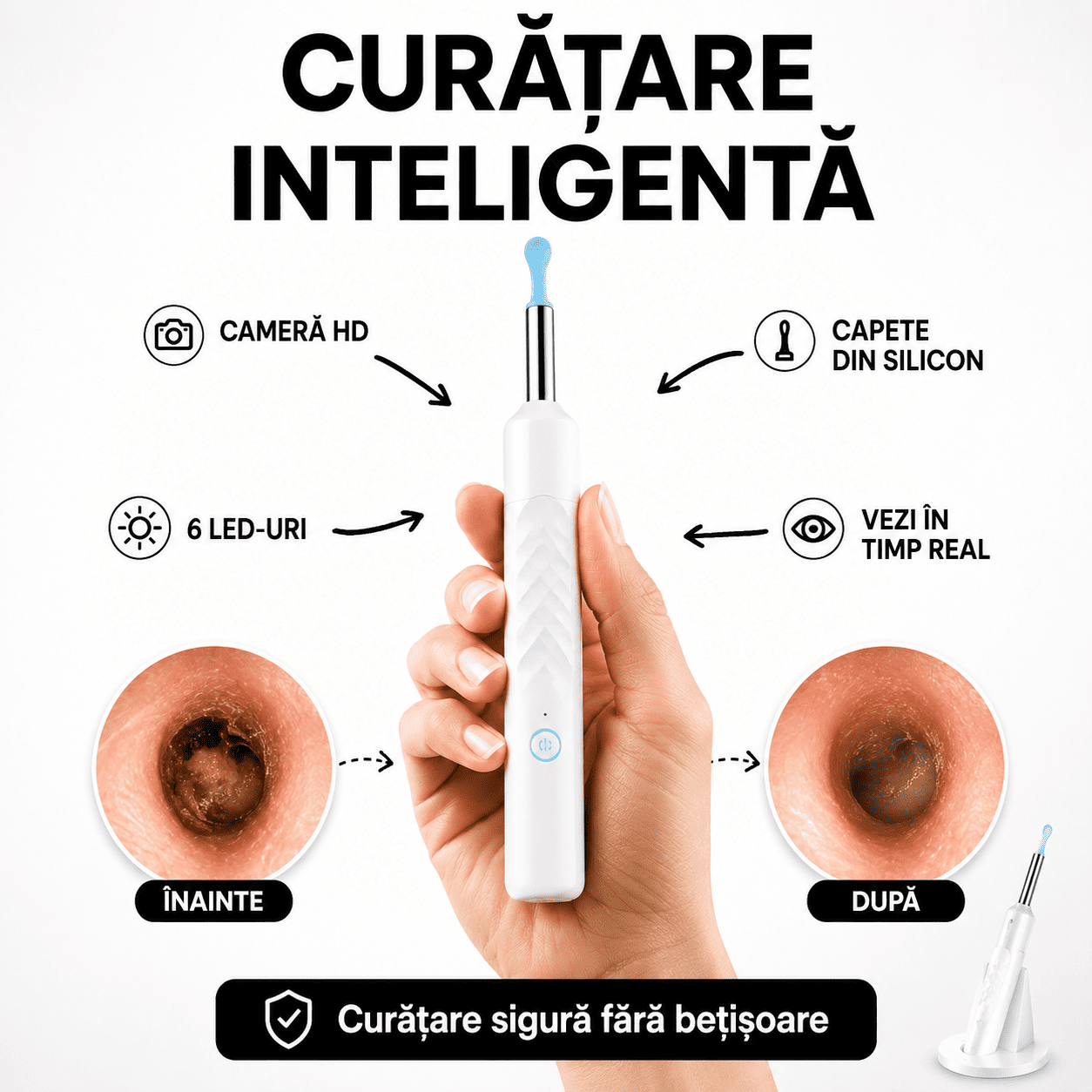Dispozitiv pentru Curățarea Urechilor cu Cameră HD