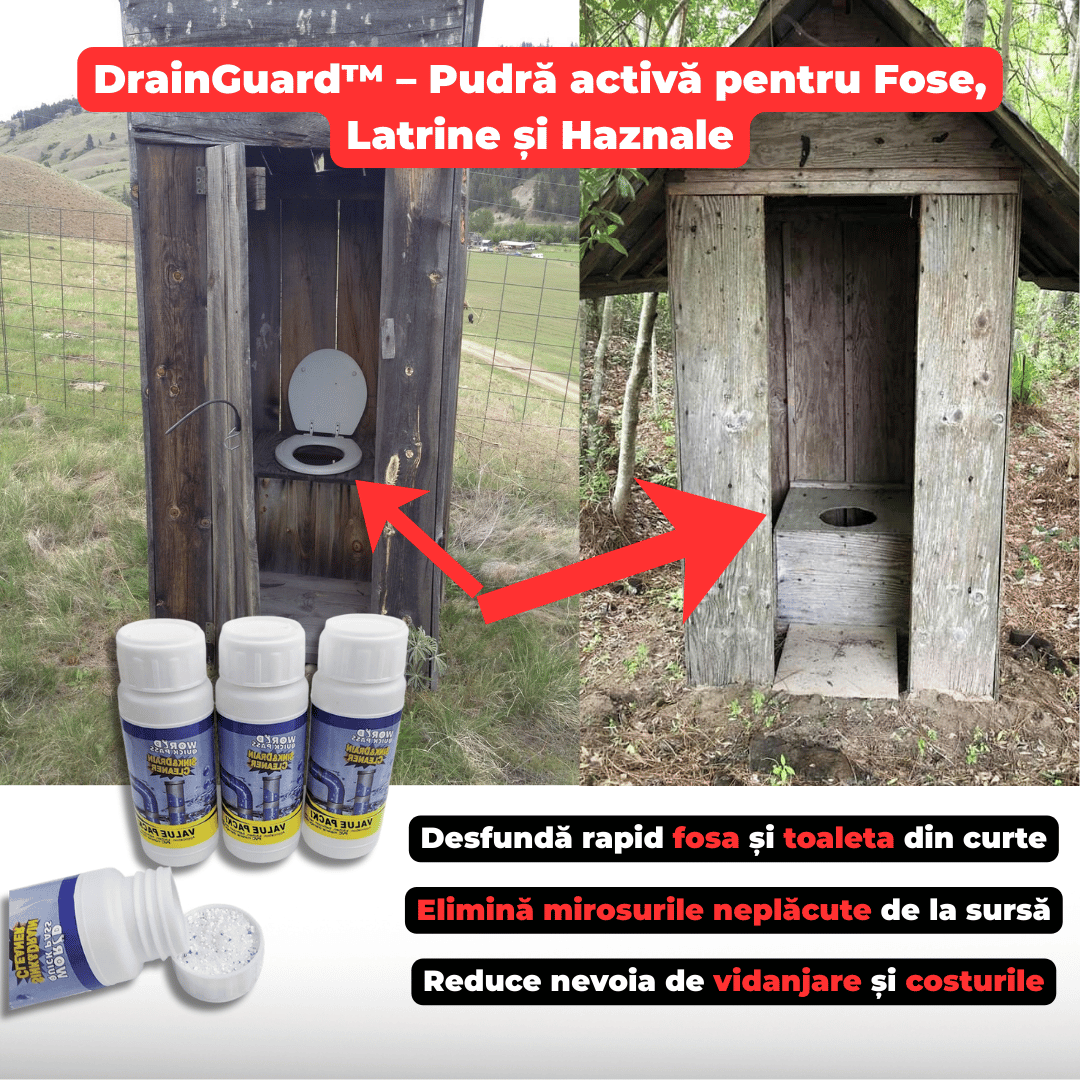 DrainGuard™ – Pudră Activă pentru Fose, Latrine și Haznale - 100g