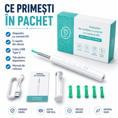 Dispozitiv pentru Curățarea Urechilor cu Cameră HD