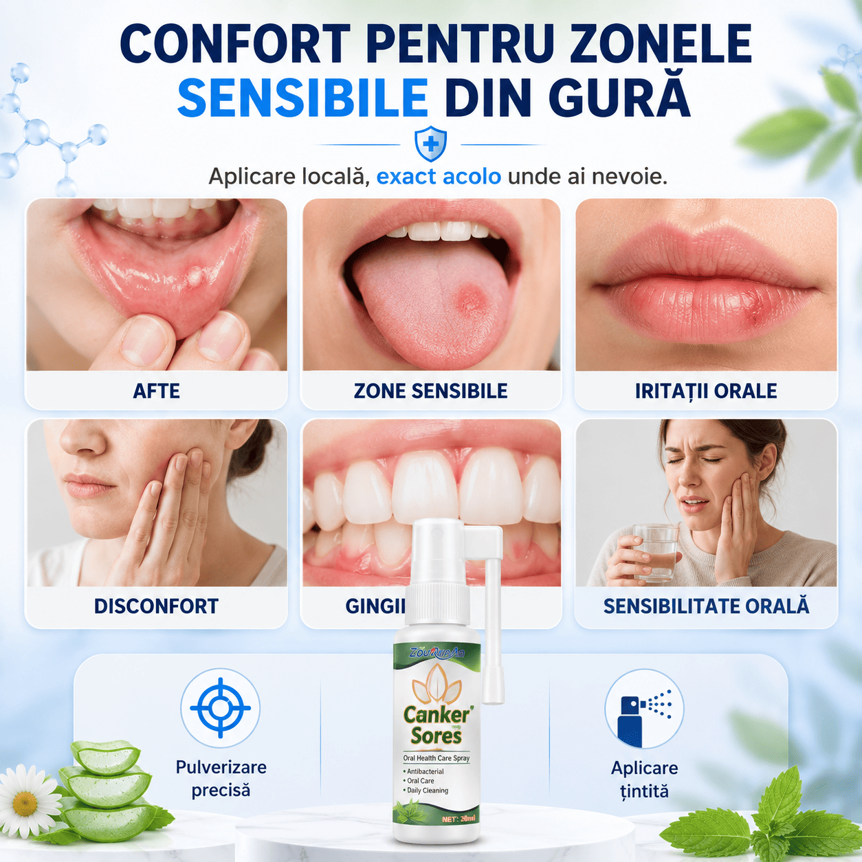 Spray Oral pentru Afte și Disconfort Bucal