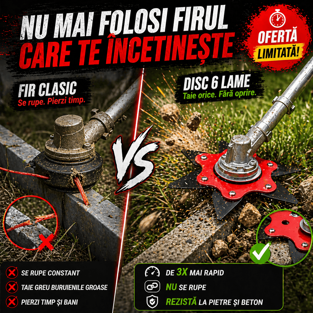 Disc Motocoasă 6 Lame din Oțel