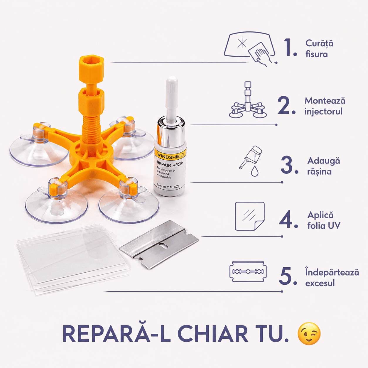 Kit Profesional pentru Repararea Parbrizului