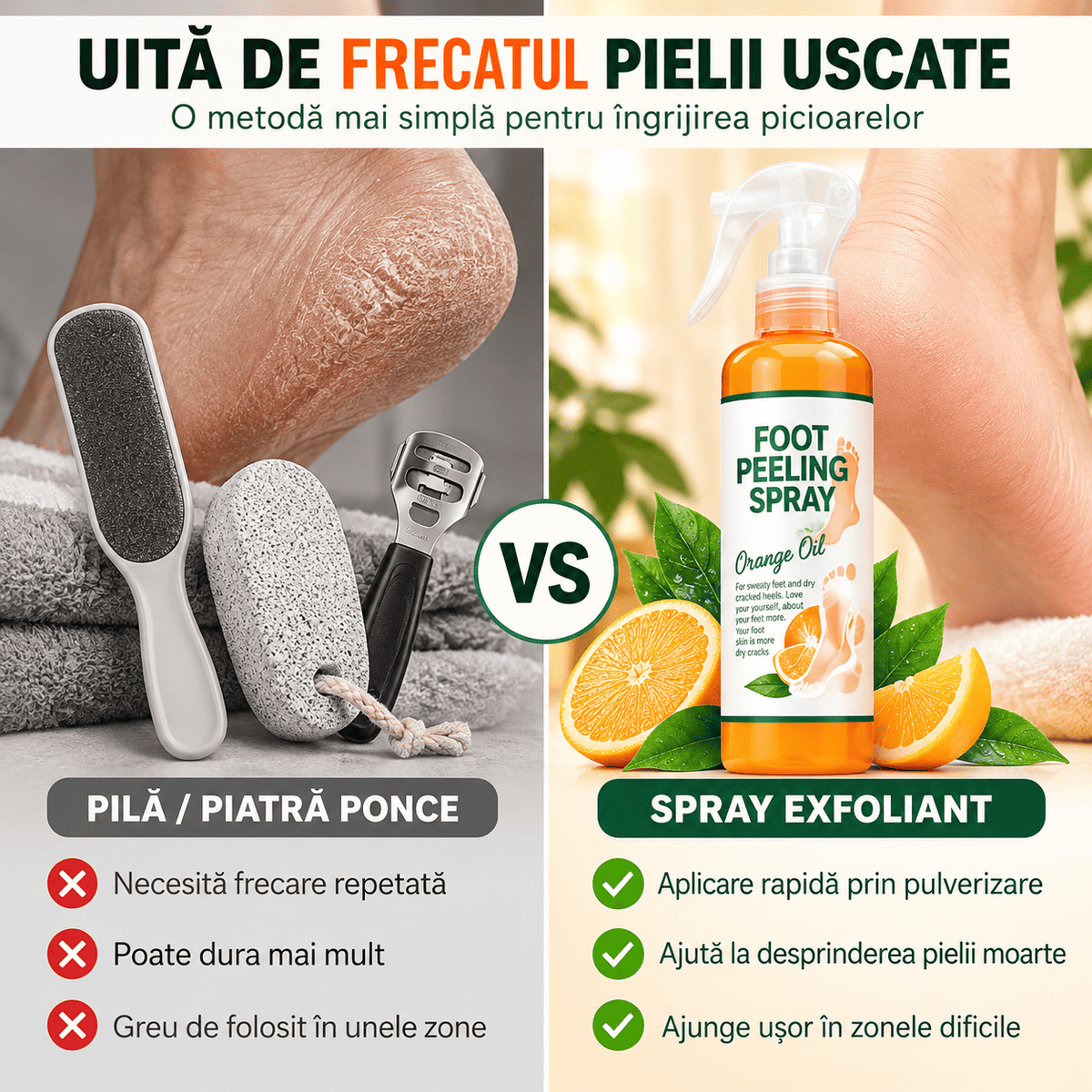 Spray Exfoliant pentru Picioare - 100 ml