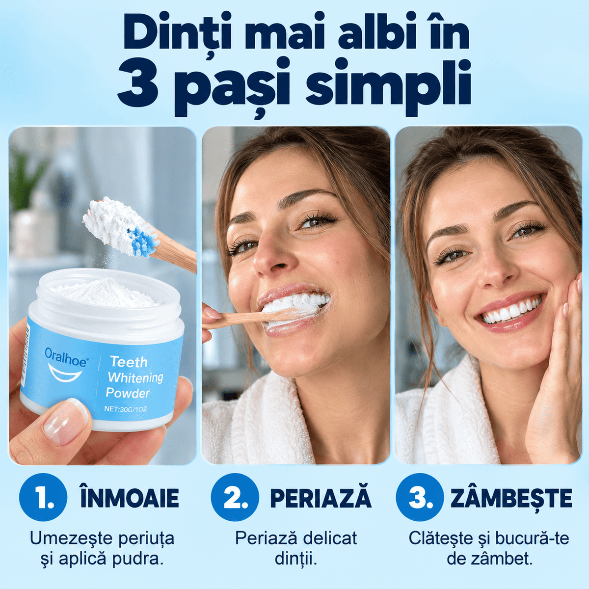 Pudră pentru Albirea și Curățarea Dinților