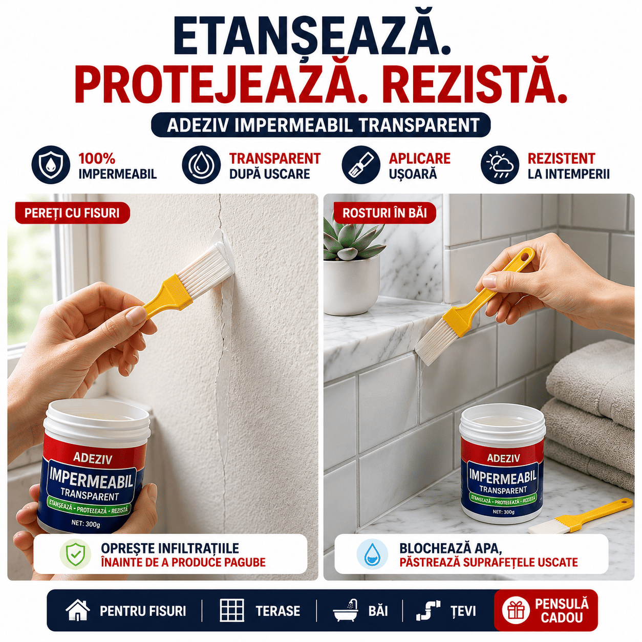 Adeziv Impermeabil Transparent – 300g