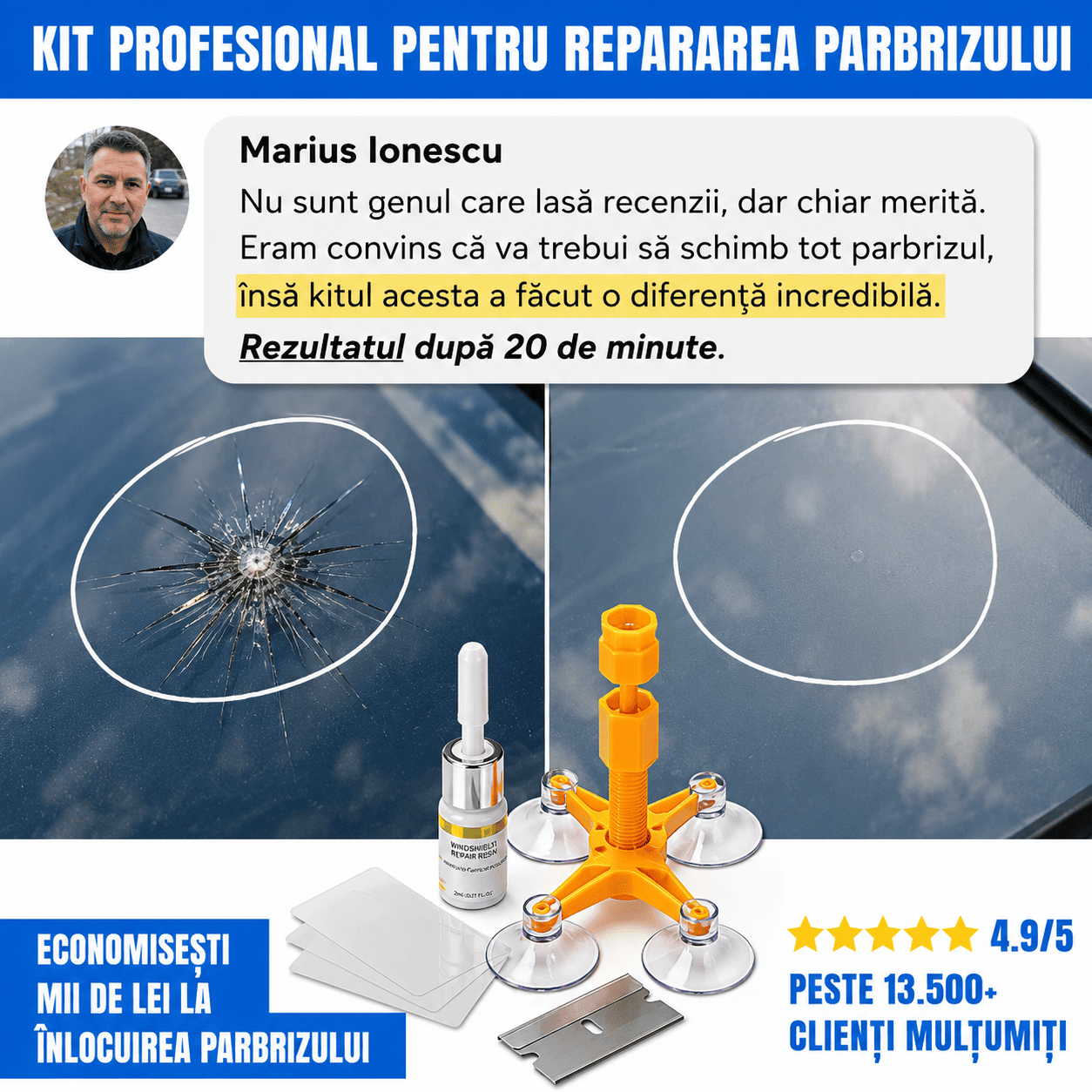 Kit Profesional pentru Repararea Parbrizului