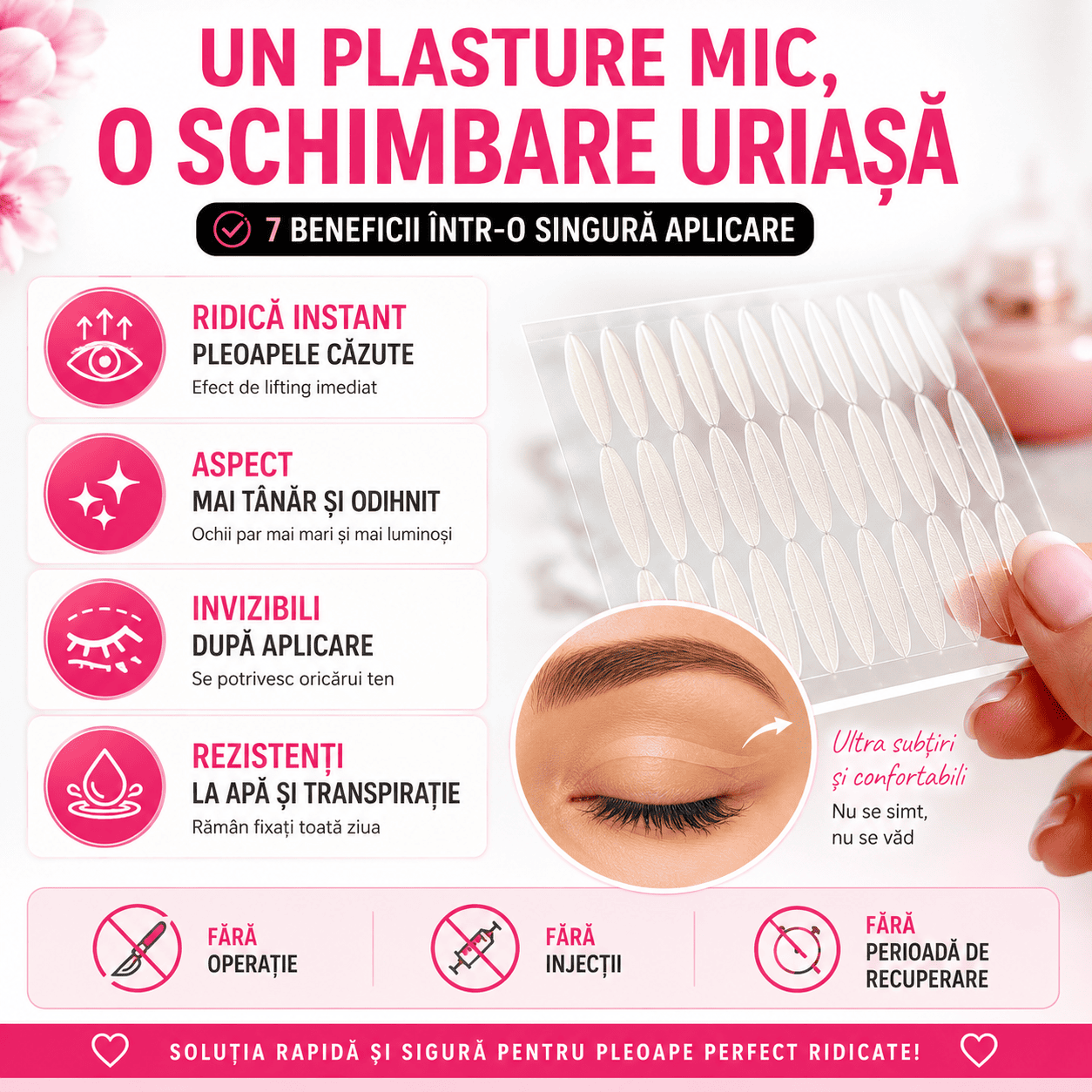 Plasturi Invizibili pentru Ridicarea Pleoapelor - 240 buc.
