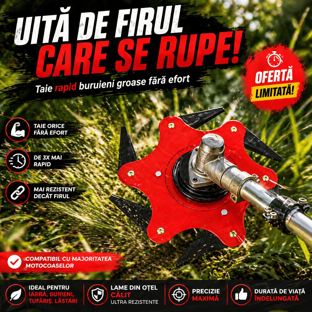 Disc Motocoasă 6 Lame din Oțel