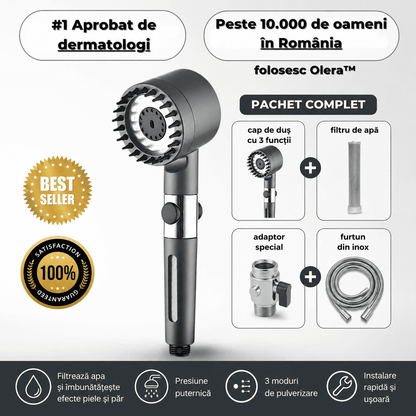 Cap de duș cu filtru și adaptor special