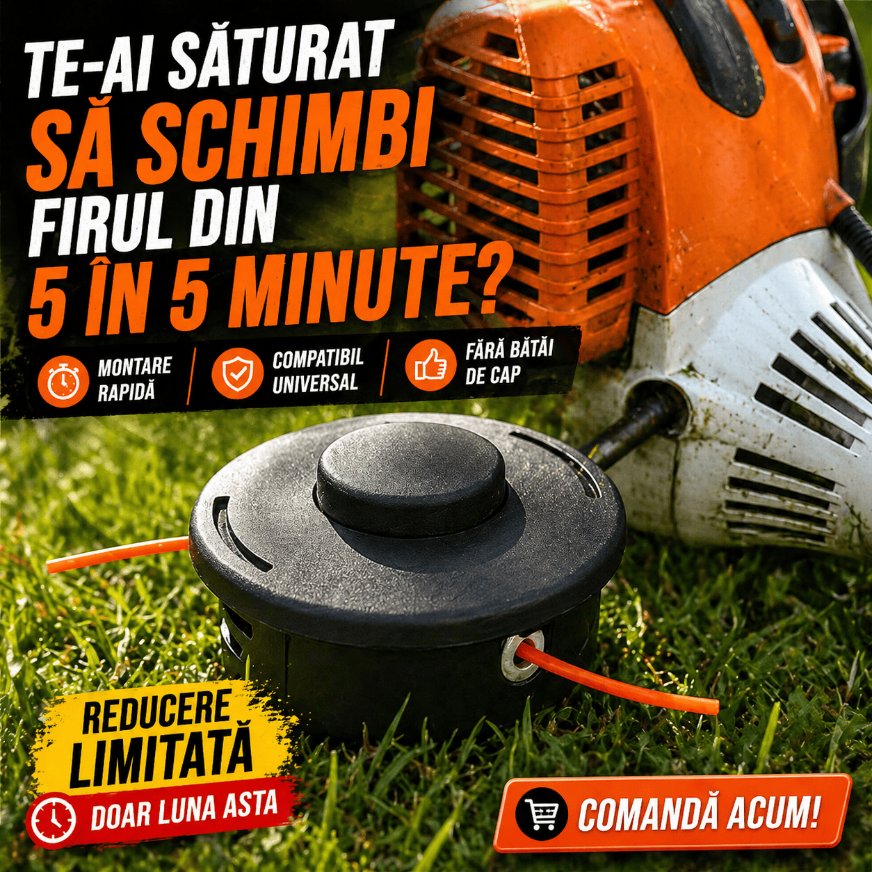 Tambur Rapid cu Fir pentru Motocoasă