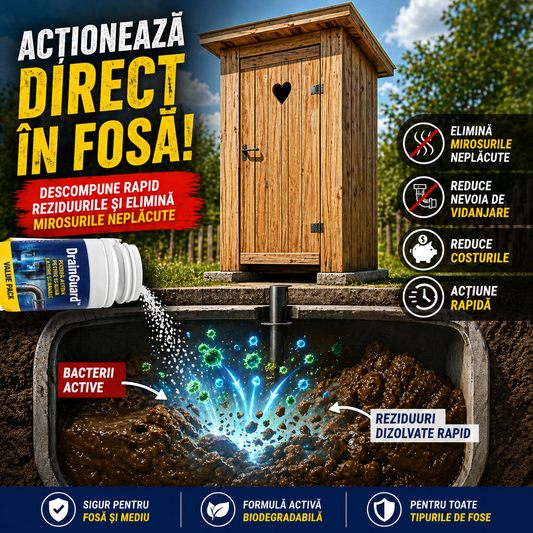 DrainGuard™ – Pudră Activă pentru Fose, Latrine și Haznale - 100g