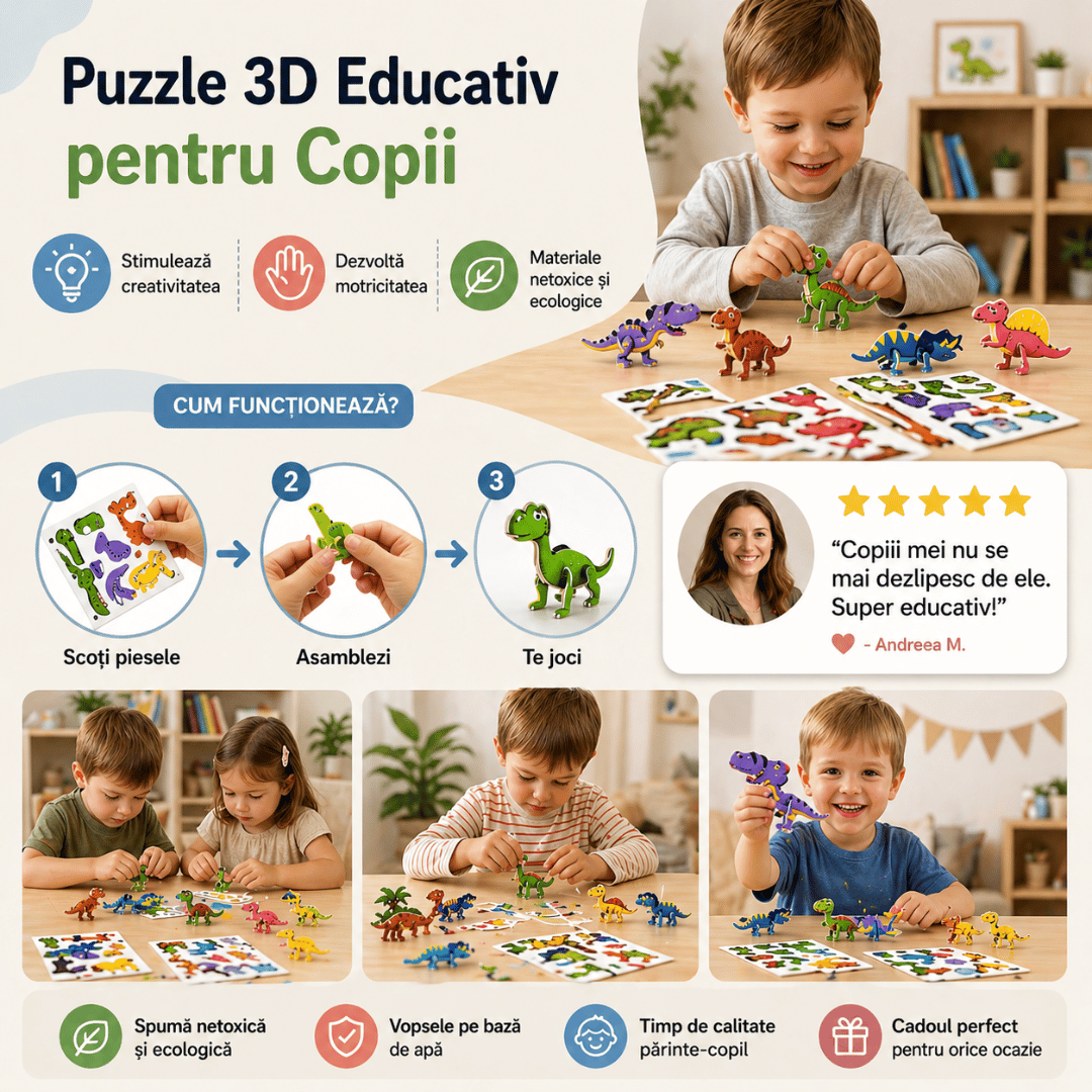 Set 25 Puzzle 3D Educativ pentru Copii